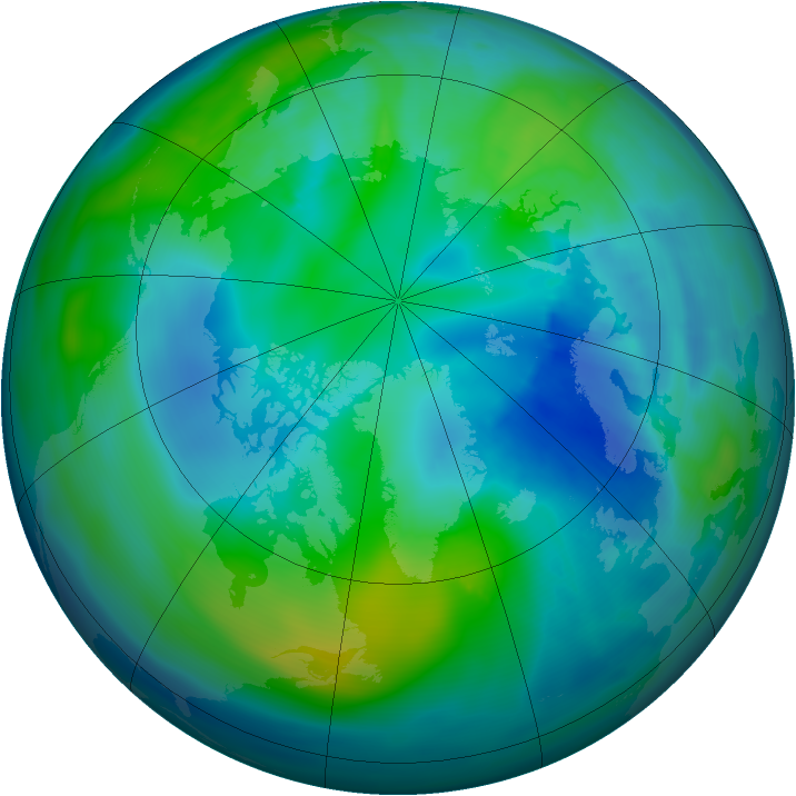 Arctic ozone map for 14 October 2009